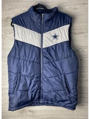 NFL Dallas Cowboys Puffer Vest Navy Men Size M Football